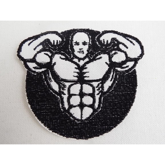 Muscle Man Strongman Embroidered Iron On Patch