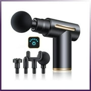 Muscle Massage Gun. Deep Tissue Percussion Massager. Wireless, Touchscreen, Portable. 4 Interchangeable Heads.