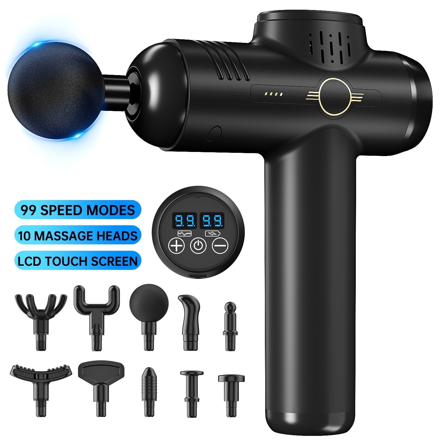 Muscle Massage Gun Handheld Deep Tissue Massage Electric Quiet Portable Massaging Gun 99 Speed Adjustable Professional Percussion Fascia Gun for Sore Muscle and Stiffness