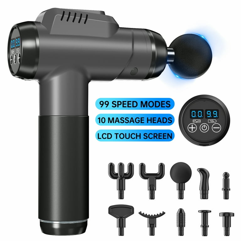 Massage Gun Muscle Massager Deep Tissue Percussion Massager Cordless 30  Speed Level Professional Handheld Electric Body Massager Sports Drill with  6 Heads Helps Relieve Muscle Soreness and Stiffness 