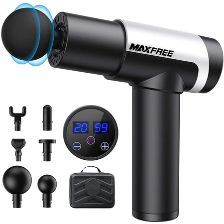 Muscle Massage Gun for Athletes Deep Tissue Massager Portable Massage (Silver-Black)