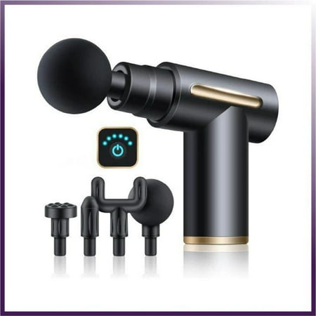 Muscle Massage Gun. Deep Tissue Percussion Massager. Wireless, Touchscreen, Portable. 4 Interchangeable Heads.