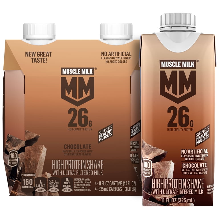 Muscle Milk 26g High Protein Shake, Chocolate, Ultra- Filtered