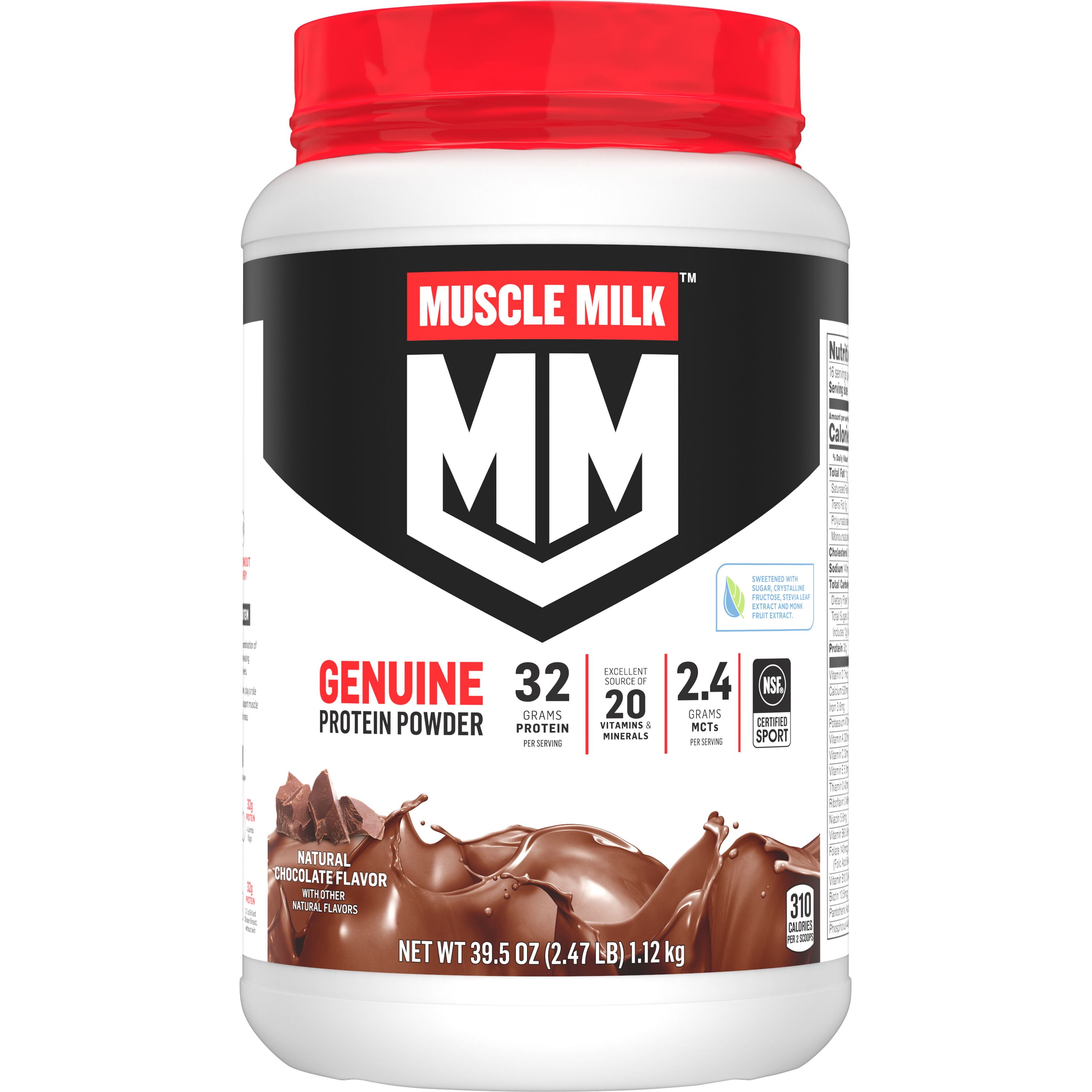Muscle Milk Genuine Protein Powder, Natural Chocolate, 2.47 lb, 32g Protein