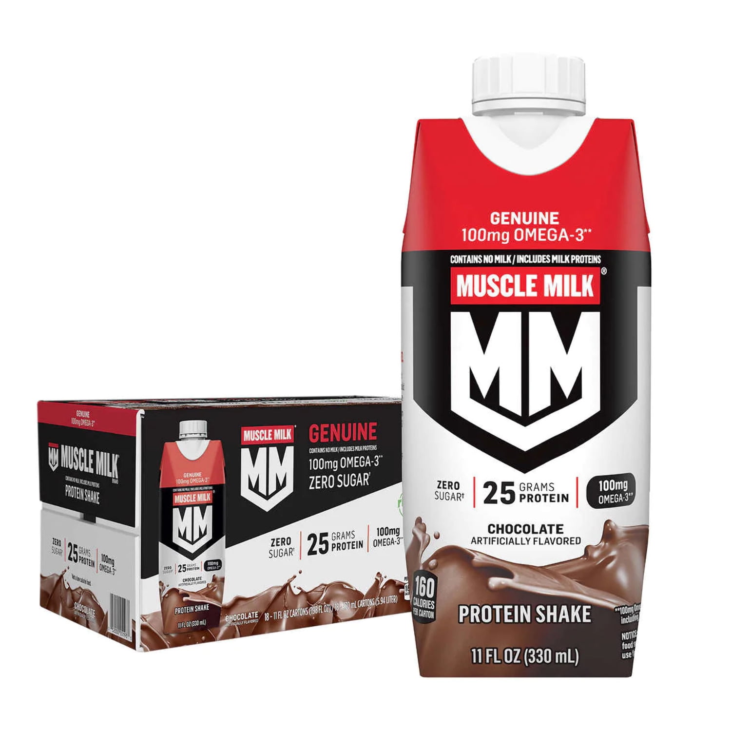 Muscle Milk Genuine Protein Shake Chocolate 11 Fl Oz 18 Pack 