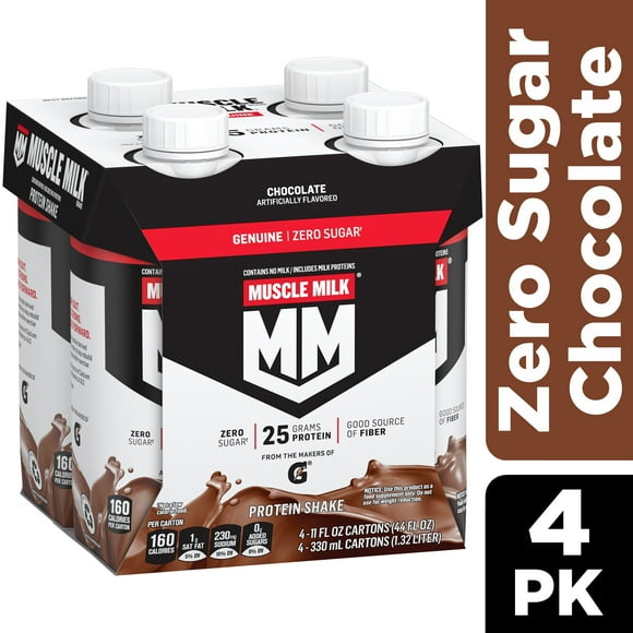 Muscle Milk Genuine Protein Shake, Chocolate, 11 fl oz Carton, 4 Pk