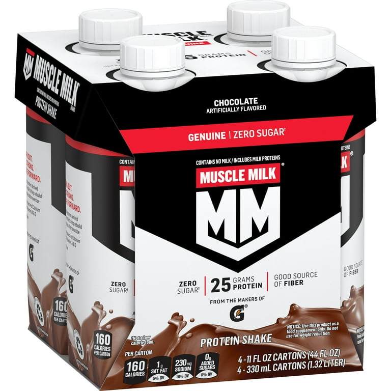 Muscle Milk Genuine Protein Shake, Chocolate, 11 fl oz Carton, 4 Pk