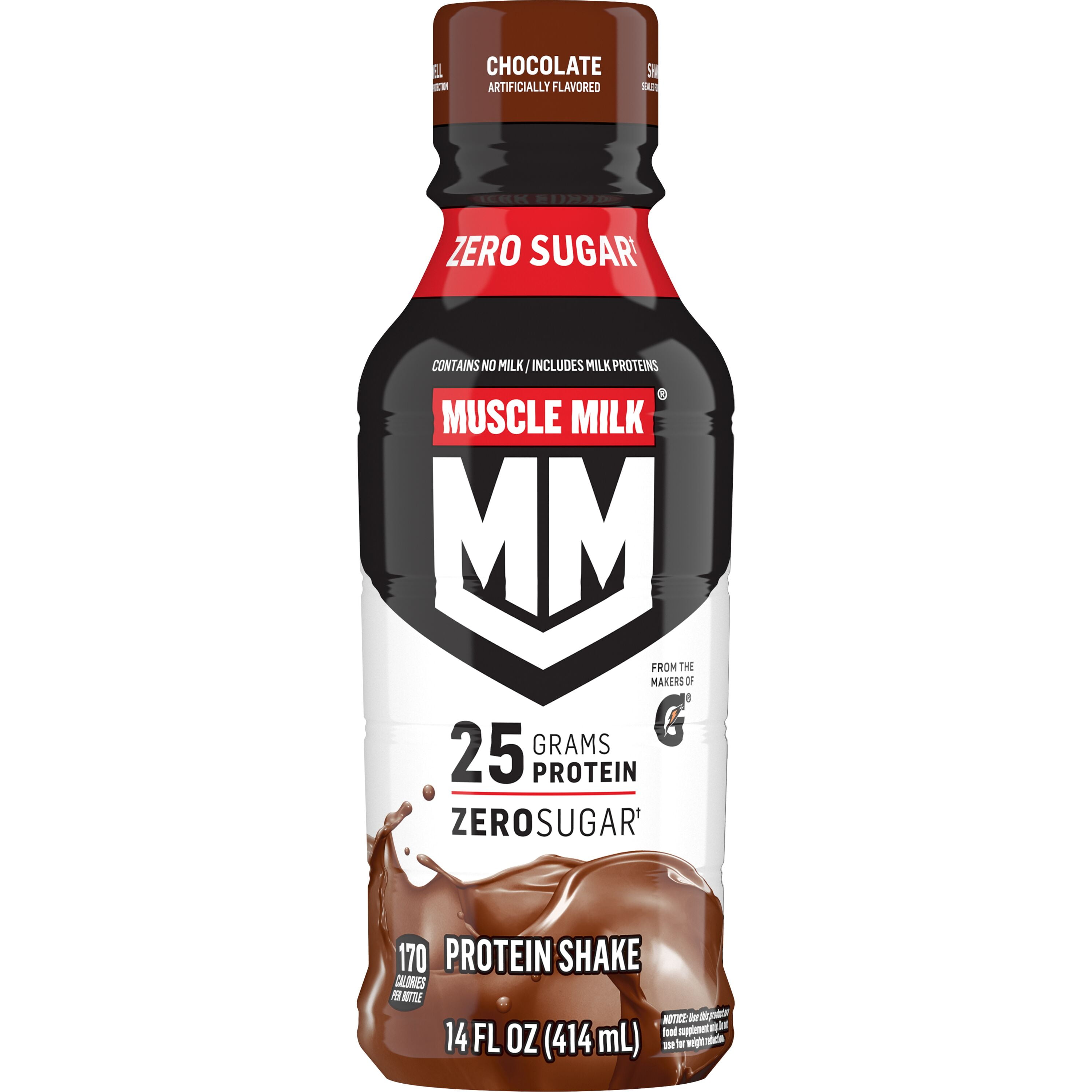 Muscle Milk Genuine Protein Shake, Chocolate, 14 fl oz Bottle, 25g Protein  