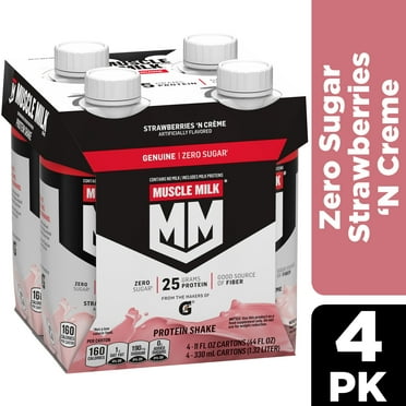 Muscle Milk Genuine Protein Shake Strawberries 'n Crème, 11 fl oz Carton, 4 Pk