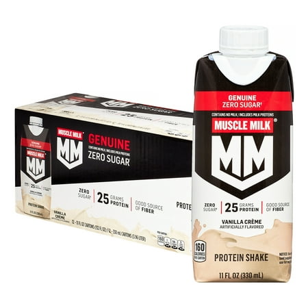 Muscle Milk Genuine Protein Shake, Vanilla Crème, 11 fl oz Carton, 12 Pack