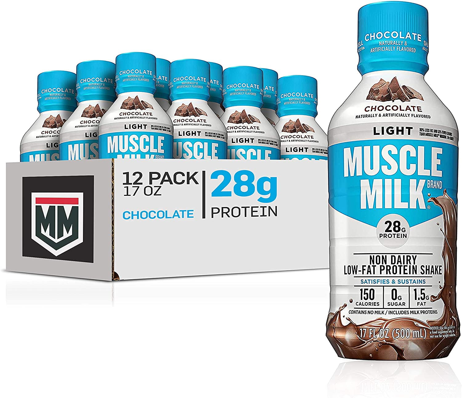 Muscle Milk Muscle Milk Light Protein Shake, Chocolate, 28g Protein, 17