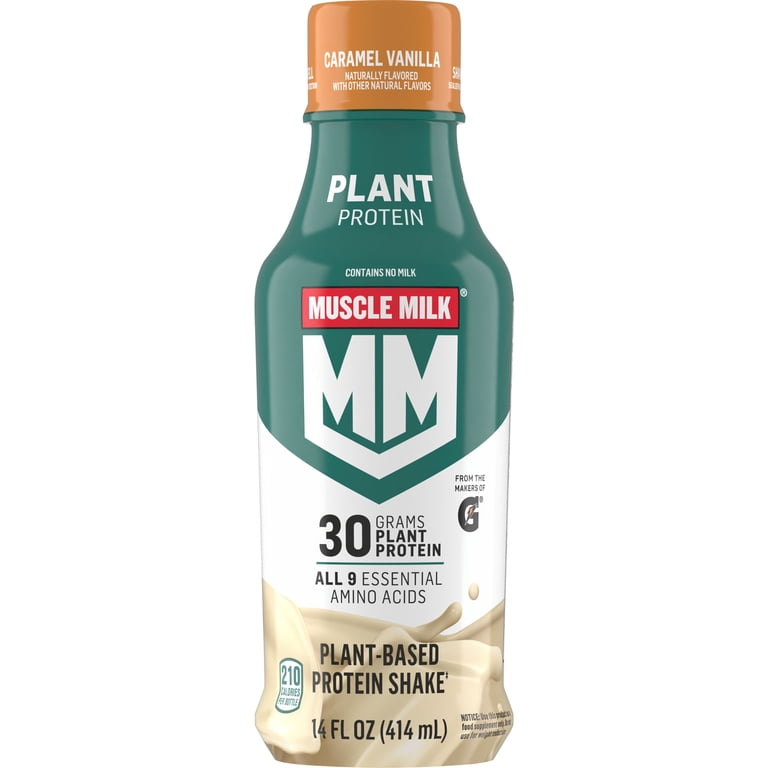 乳液・ミルク mmm Muscle Milk Caramel Vanilla Plant Based Protein Shake, 14 fl oz