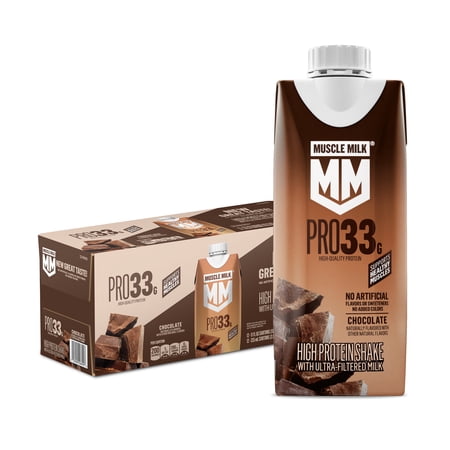 Muscle Milk Pro 33g High Protein Shake Ultra Filtered Milk, Chocolate 11 fl oz, 12 pack