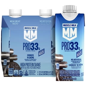 Muscle Milk Pro 33g High Protein Shake Ultra Filtered Milk, Cookies 'N Crme, 11 fl oz, 4 pack