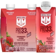 Muscle Milk Pro 33g High Protein Shake Ultra Filtered Milk, Strawberries N Creme, 11 fl oz, 4 pack