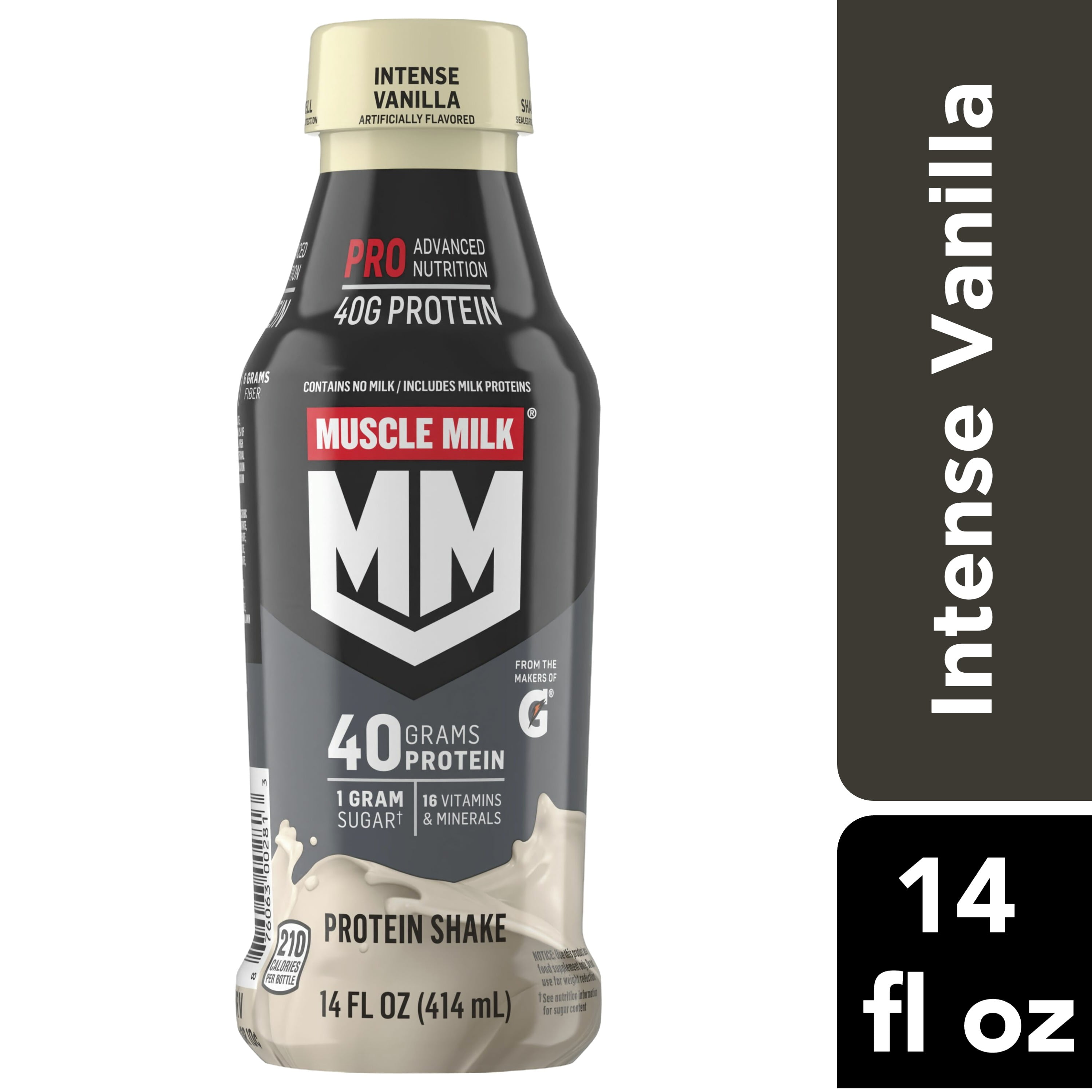 Muscle Milk Pro Advanced Nutrition Intense Vanilla Protein Shake, 14 fl oz, 1 Count Bottle