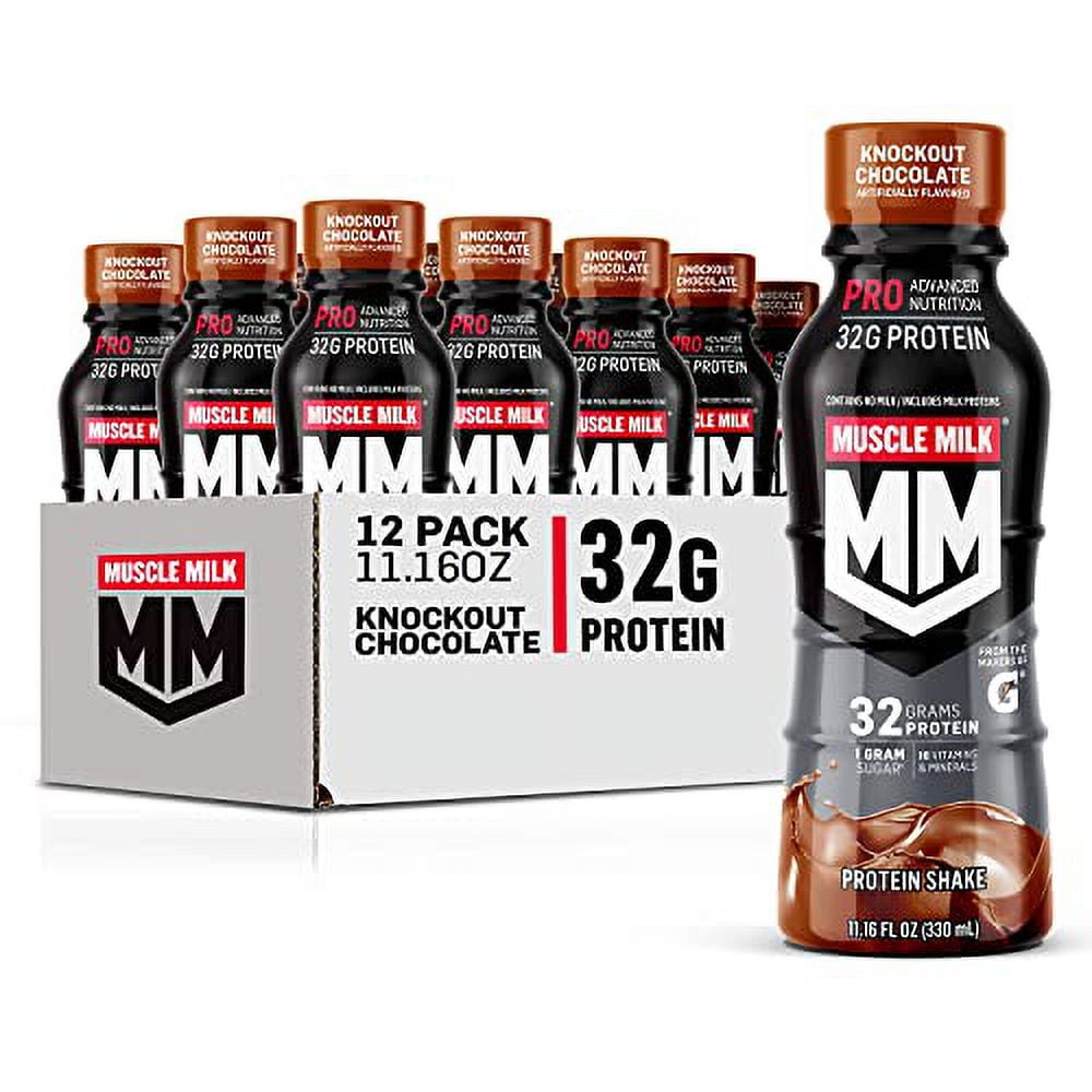 Muscle Milk Pro Advanced Nutrition Protein Shake, Knockout Chocolate, 11.16 Fl Oz (Pack of 12)