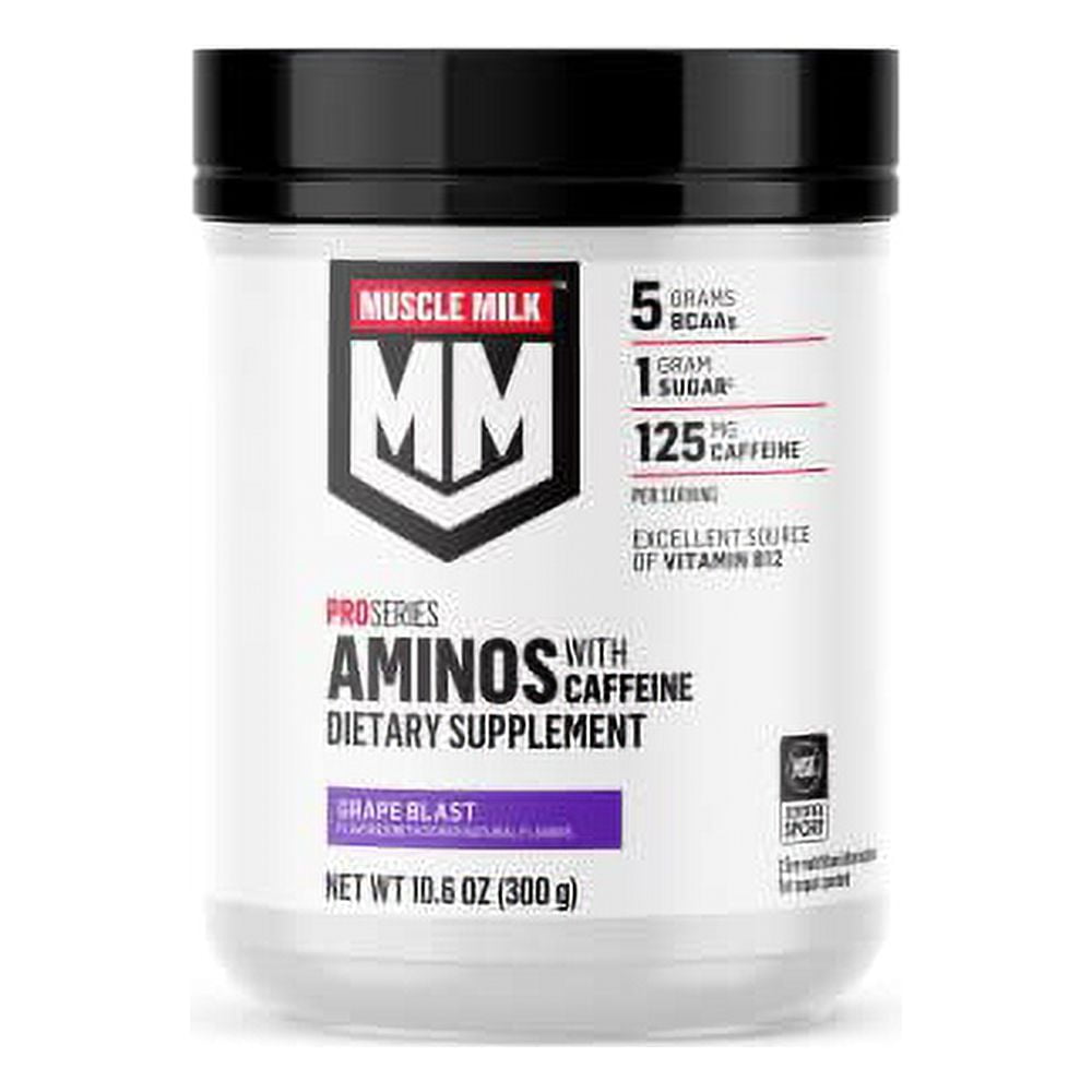 Muscle Milk Pro Series Aminos with Caffeine Powder Supplement, Grape
