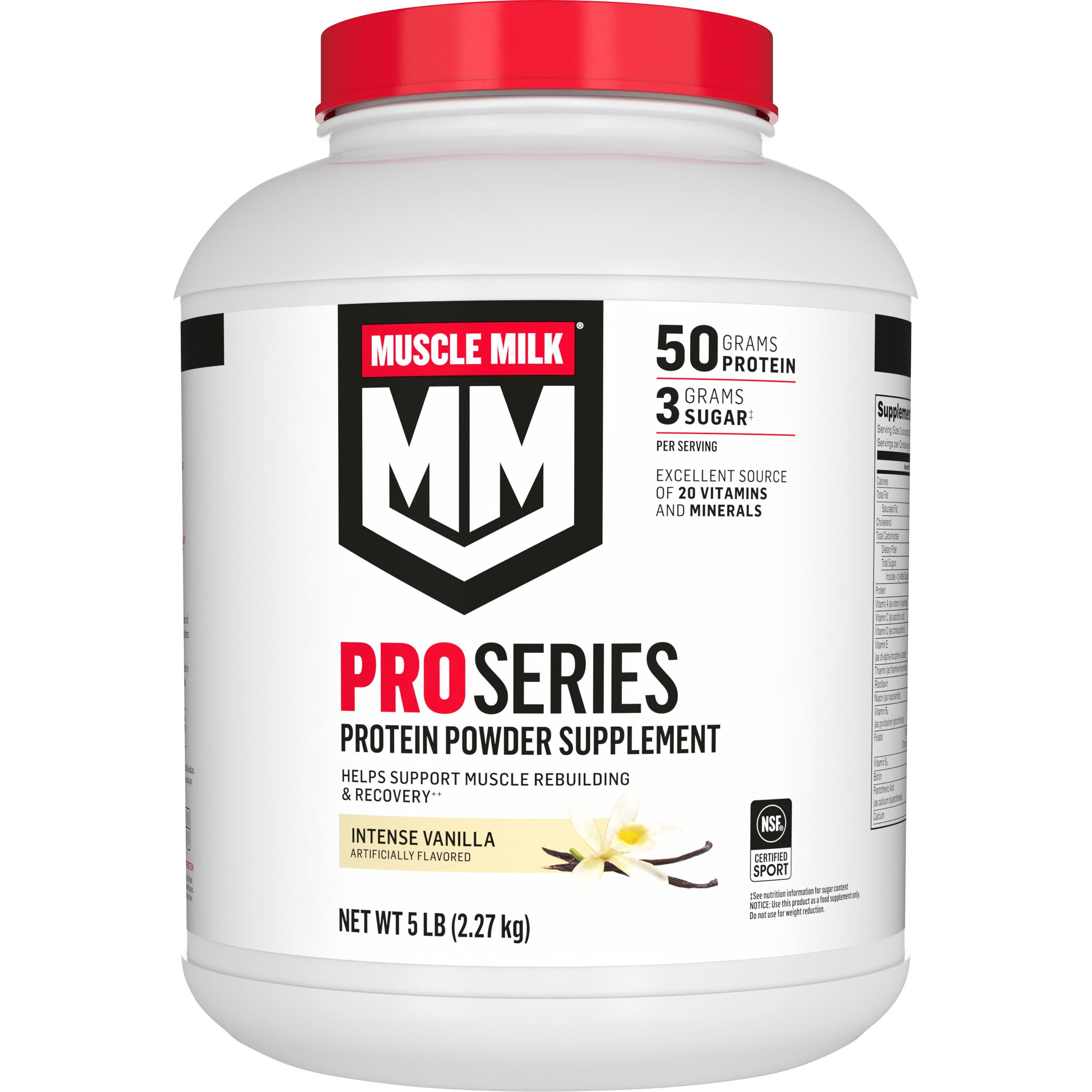 Muscle Milk Pro Series Protein Powder, Intense Vanilla, 50g Protein, 5 Pound Canister
