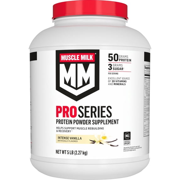 Muscle Milk Pro Series Protein Powder, Intense Vanilla, 50g Protein, 5 Pound Canister