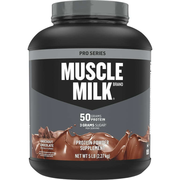 Muscle Milk Pro Series Protein Powder, Knockout Chocolate, 50g Protein, 5  Pound 