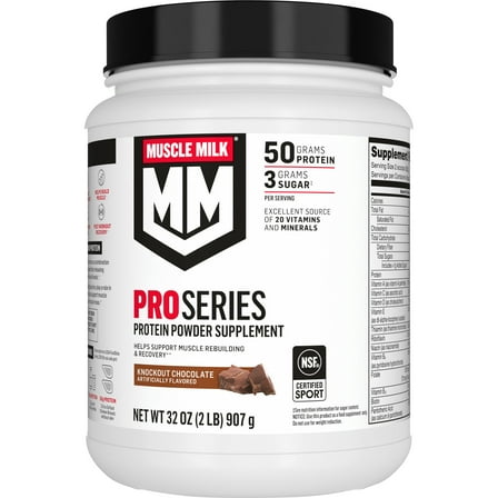 Muscle Milk Pro Series Protein Powder Supplement, Knockout Chocolate, 2 Pound, 11 Servings, 50g Protein