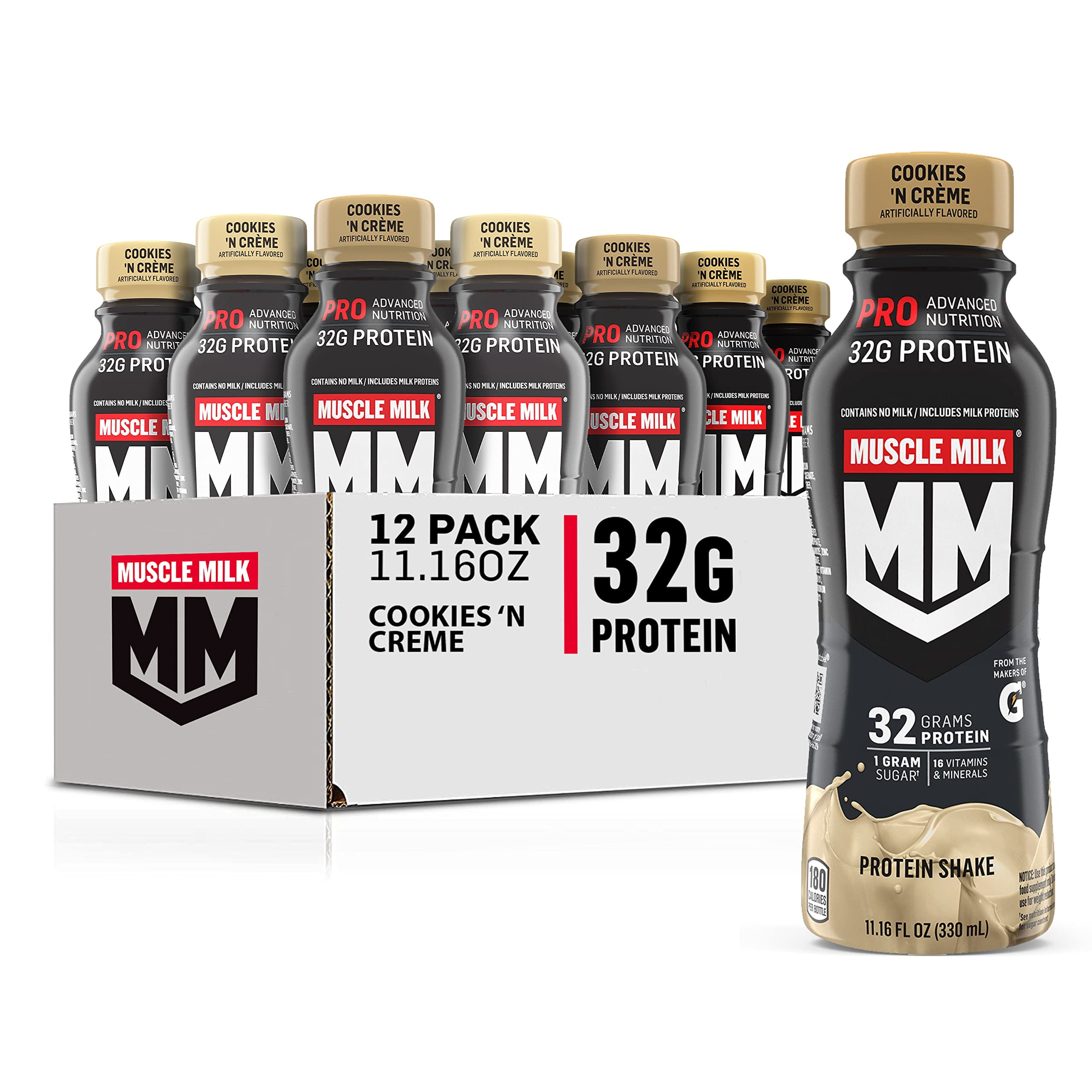 Muscle Milk Pro Series Shake, Cookies N Creme, 11.16 Fl Oz Bottles (Pack Of 12)
