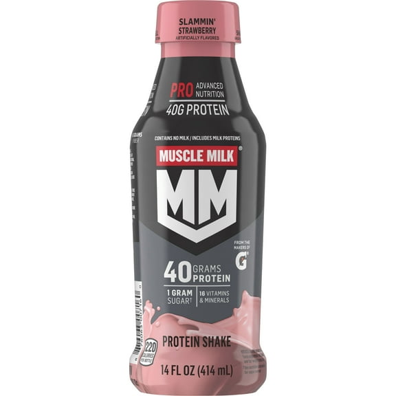 Muscle Milk Pro Advanced Slammin' Strawberry Nutrition Protein Shake, 14 fl oz