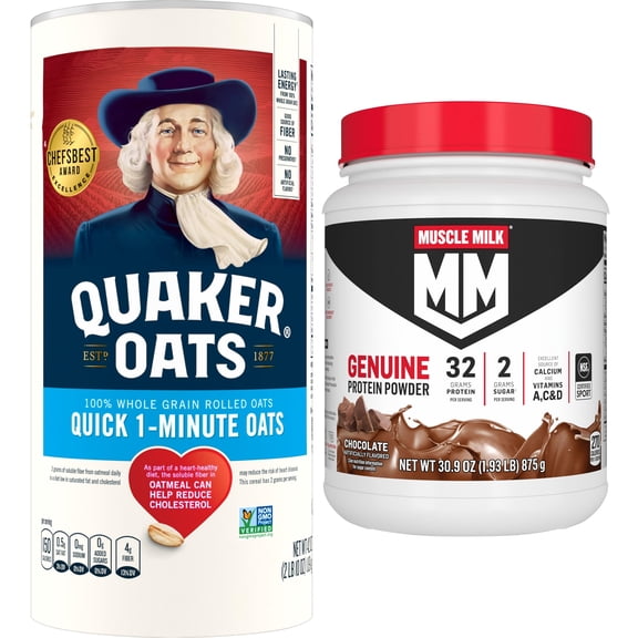 Muscle Milk Protein Powder Chocolate and Quaker Quick 42oz Oat