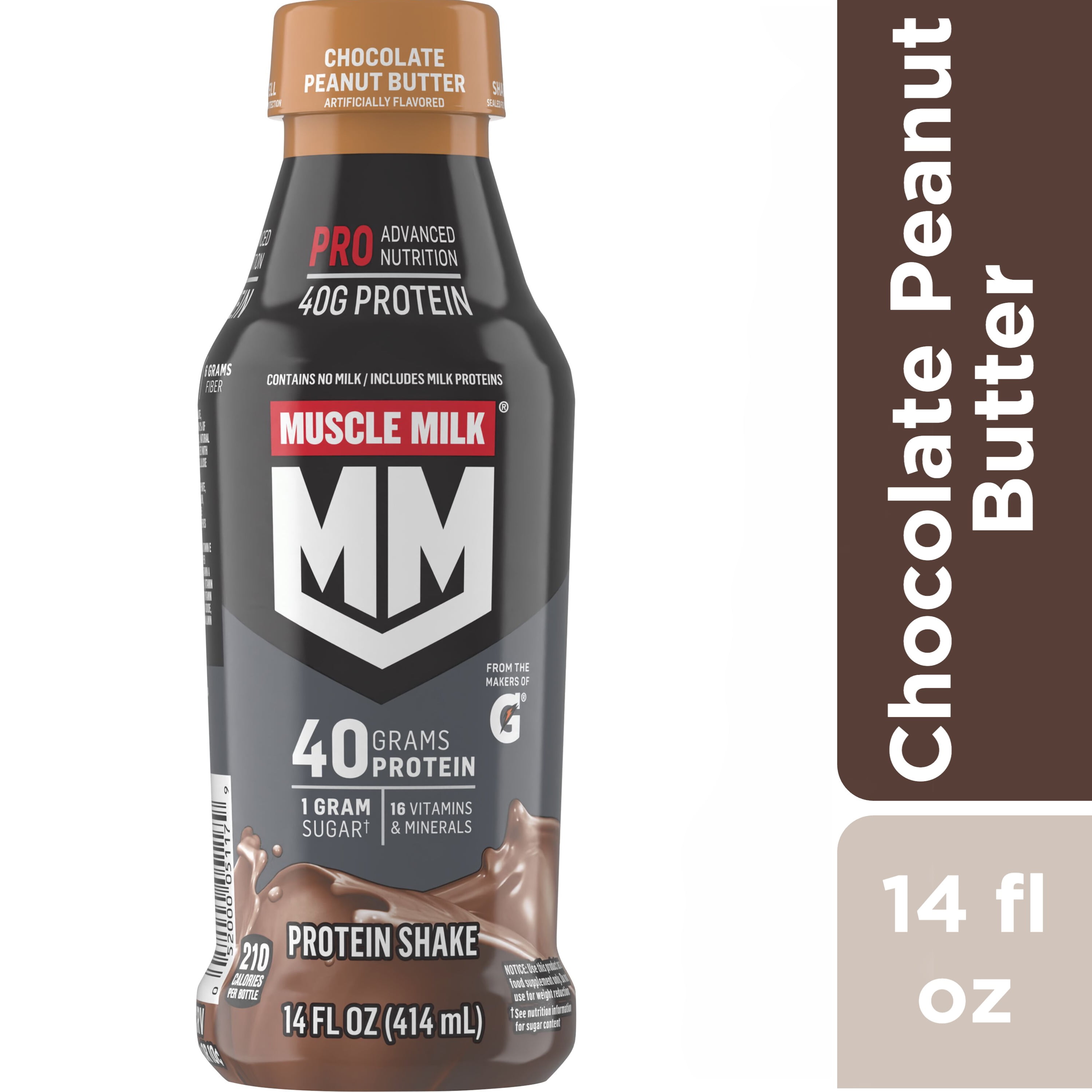 Muscle Milk Protein Shake Chocolate Peanut Butter, 14 fl oz, 1 Count Bottle