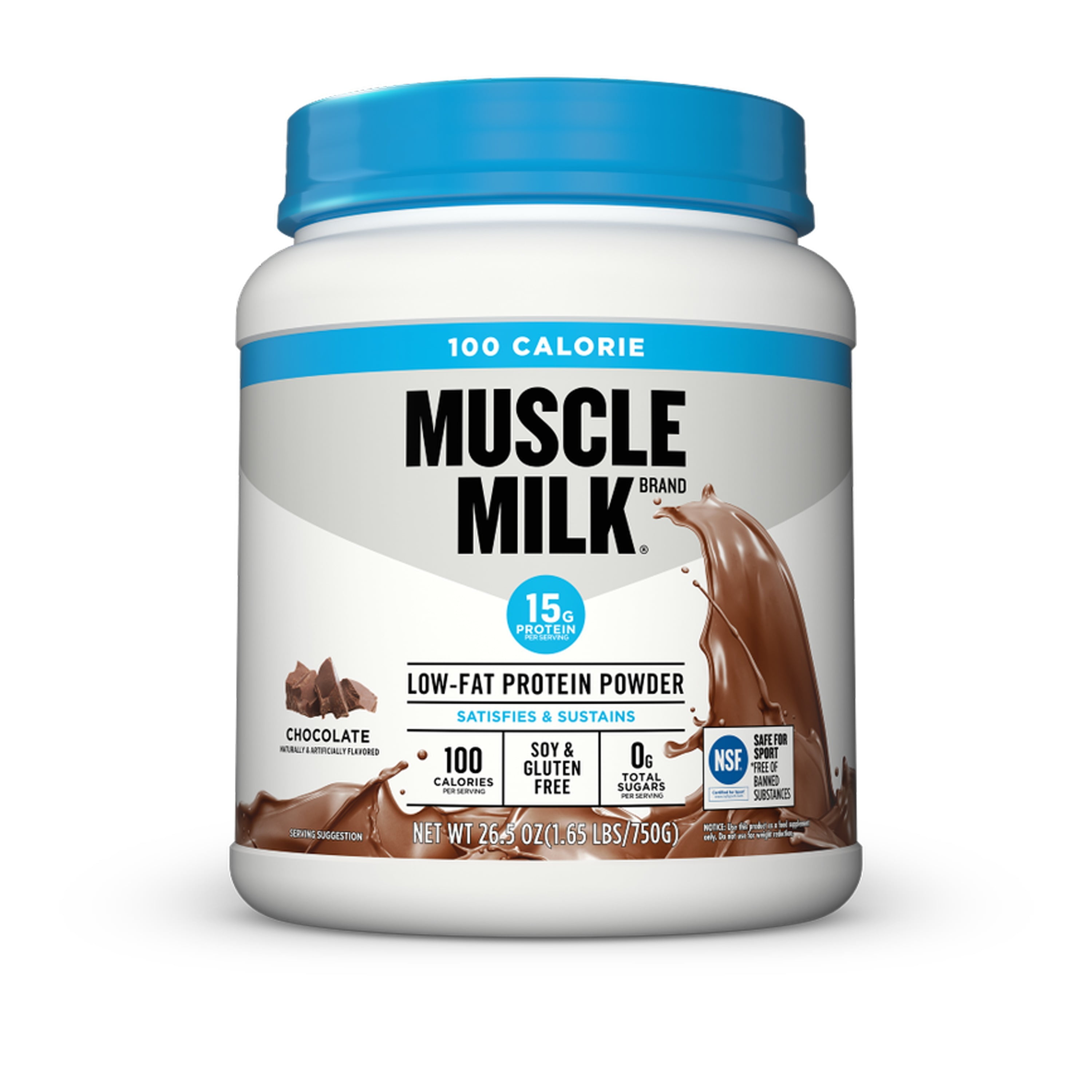 Muscle Milk Zero Protein Powder, Chocolate, 1.65 Pound, 25 Servings, 15g Protein