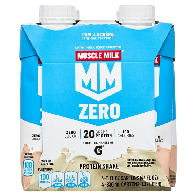 Muscle Milk Zero Protein Shake Vanilla Creme, 11.16 Fl Oz Bottle, 4