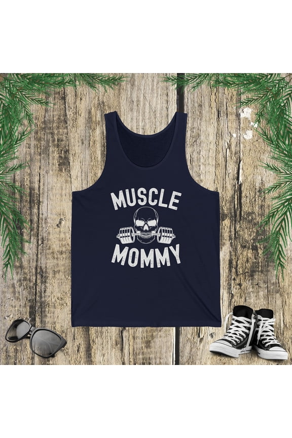 Muscle Mommy Weightlifter mom cool skull gym mother workout Jersey Tank