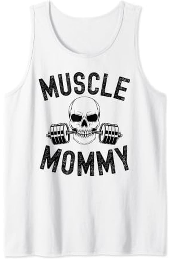 Muscle Mommy Weightlifting Mom Cool Skull Gym Mother Workout Tank Top Size S-3XL