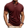 thumbnail image 1 of Muscle Polo Shirts for Men Slim Fit Textured Knit Polo Shirts Short Sleeve Button Down Free 4 Way Stretch Shirts Casual Stylish Collared Tops, 1 of 6