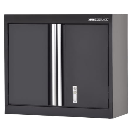 Muscle Rack 30"W x 12"D x 26"H Welded Wall Mount Storage Cabinet - Matte Black Finish