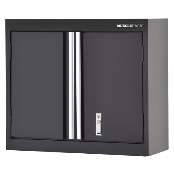 Muscle Rack 30"W x 12"D x 26"H Welded Wall Mount Storage Cabinet - Matte Black Finish