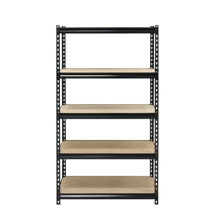 Muscle Rack 30"W x 12"D x 60"H, 5-Tier Steel Shelving, 500 lbs. Capacity per Shelf, Black