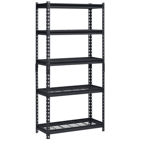 Muscle Rack 30"W x 12"D x 60"H 5-Tier Steel Shelving with Wire Decking; 2,500 lb. Total Capacity; Black