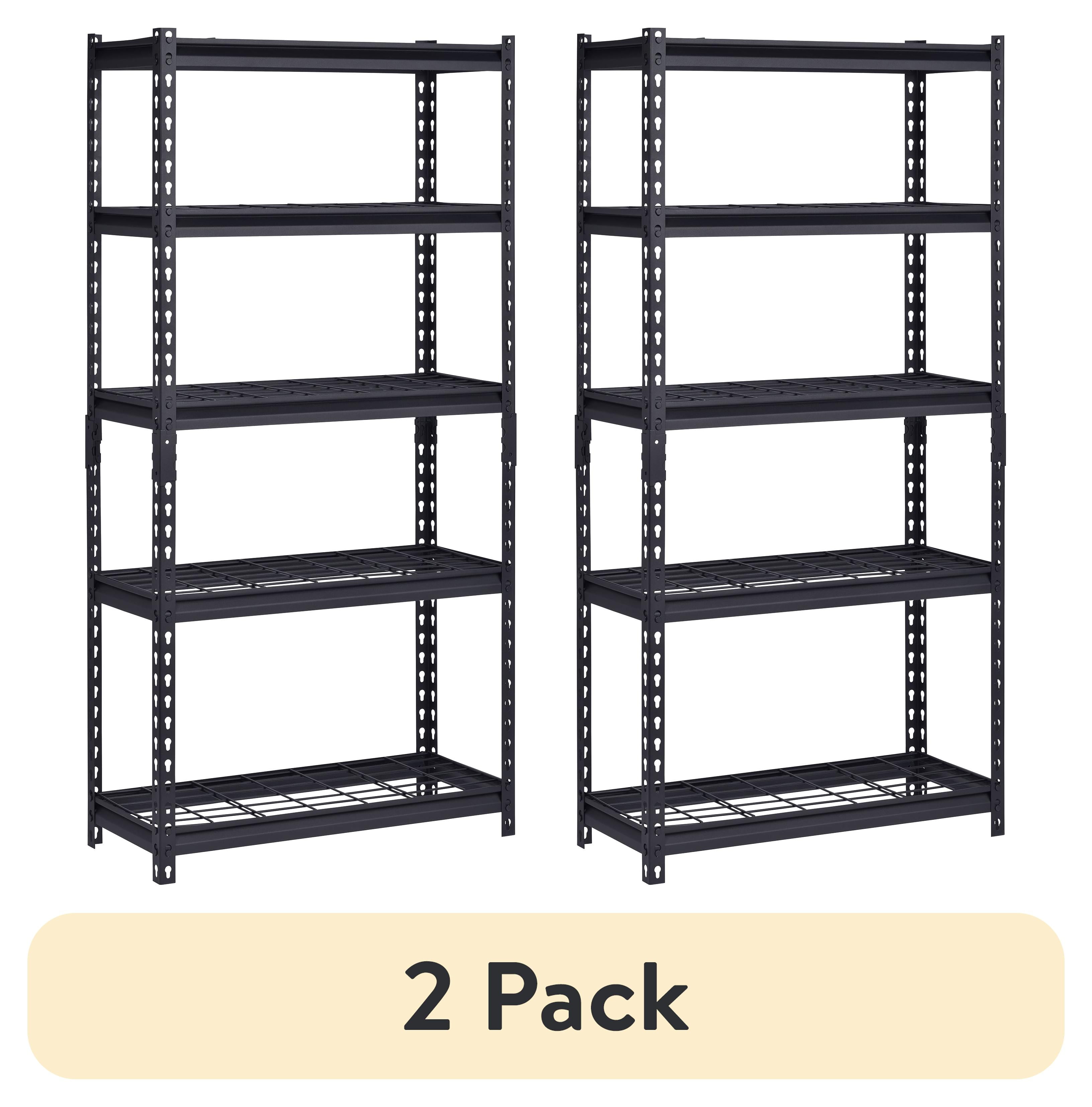 Black 60" Tall Steel 5-Tier Shelving Unit with Metal Wire Decking