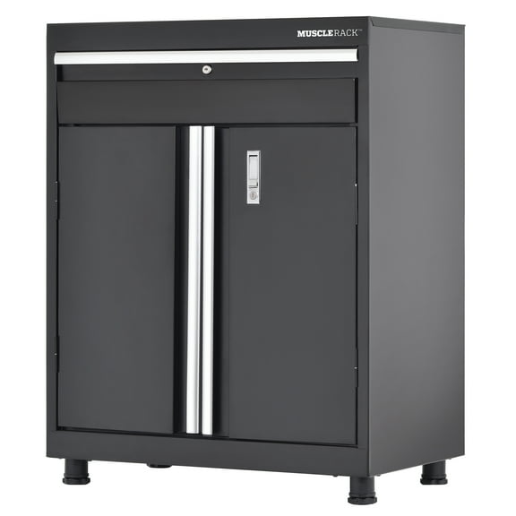 Muscle Rack Heavy-Duty Welded Steel Garage Storage Cabinet with Drawer, Matte Black