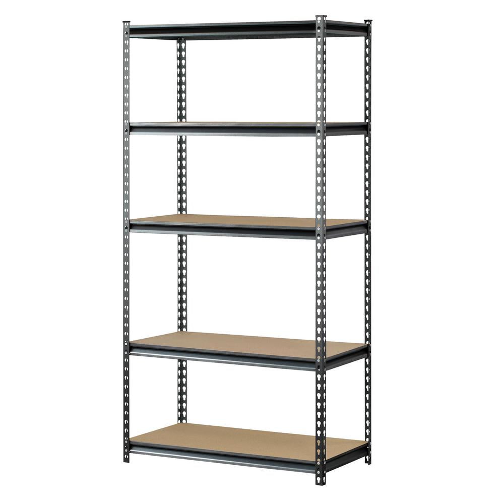 Muscle Rack 36W x 18D x 60H, 5-Tier Steel Shelving; 800 lbs. Capacity  per Shelf; Silver/Black