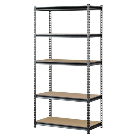 Muscle Rack 5-Shelf Steel Storage Shelf Unit, Silver/Black, 4000 lb Capacity