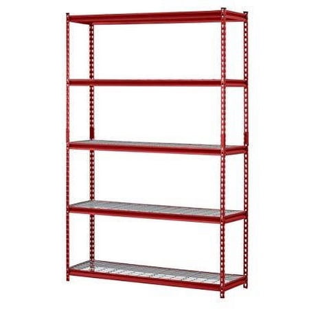 Muscle Rack 48"W x 18"D x 72"H 5-Shelf Steel Wire Shelving Unit, 2500 lb Capacity, Red