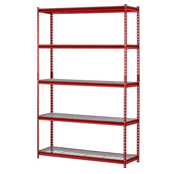 Muscle Rack 48"W x 24"D x 72"H 5-Tier Steel Shelving; 2,500 lbs. Total Capacity; Red