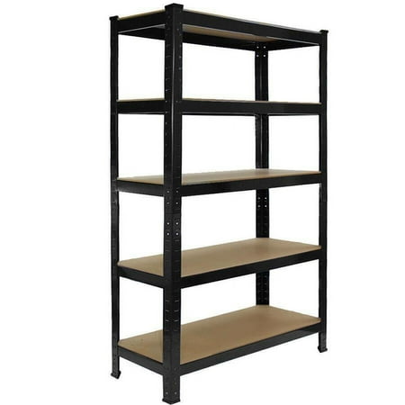 FCH Black 5-Shelf Muscle Rack Steel Garage and Home Metal Storage Unit