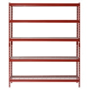 Muscle Rack 60"W x 24"D x 72"H 5-Tier Steel Shelving; 650 lb. Capacity per Shelf; Red