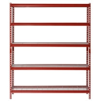 Muscle Rack 60"W x 24"D x 72"H 5-Tier Steel Shelving; 650 lb. Capacity per Shelf; Red