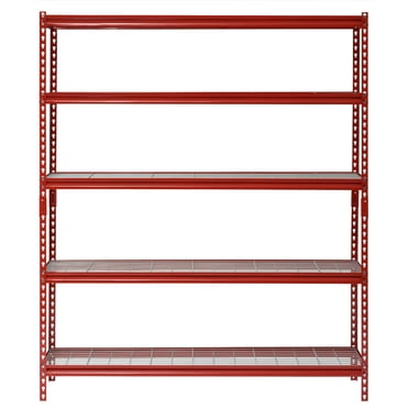 Muscle Rack 60"W x 24"D x 72"H 5-Tier Steel Shelving; 650 lb. Capacity per Shelf; Red