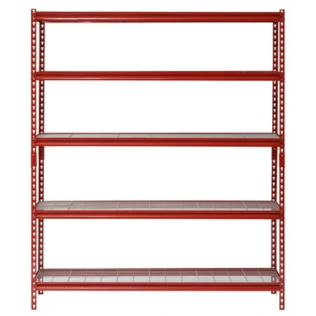 Muscle Rack 60"W x 24"D x 72"H 5-Tier Steel Shelving; 650 lb. Capacity per Shelf; Red